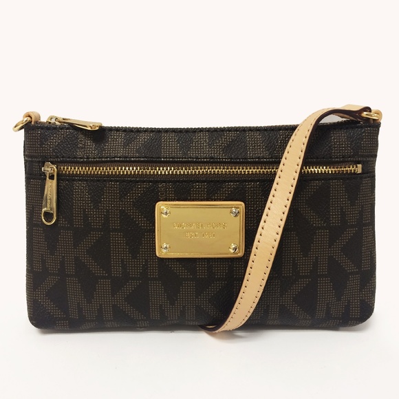 Michael by Michael Kors PVC Brown Monogram Wristlet - Picture 1 of 7